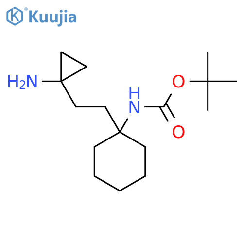 tert-butyl N-{1-2-(1-aminocyclopropyl)ethylcyclohexyl}carbamate structure