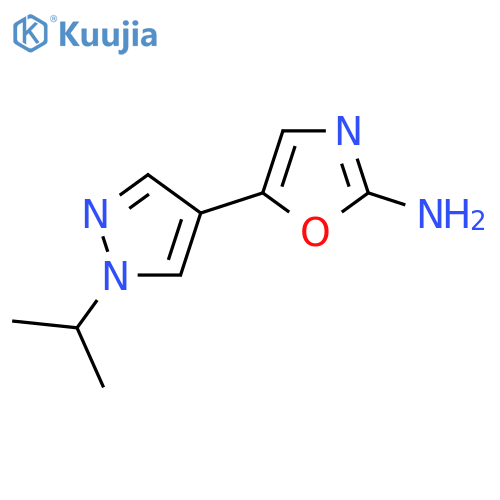 5-1-(propan-2-yl)-1H-pyrazol-4-yl-1,3-oxazol-2-amine structure