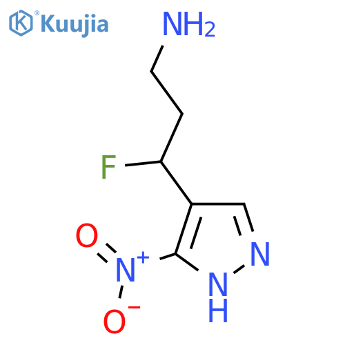 3-fluoro-3-(3-nitro-1H-pyrazol-4-yl)propan-1-amine structure
