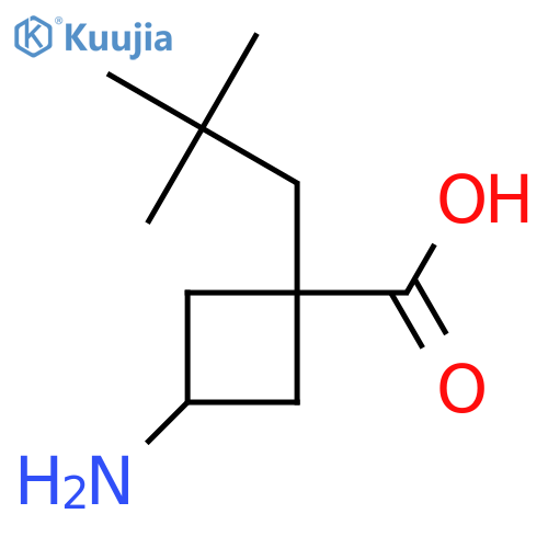 3-amino-1-(2,2-dimethylpropyl)cyclobutane-1-carboxylic acid structure