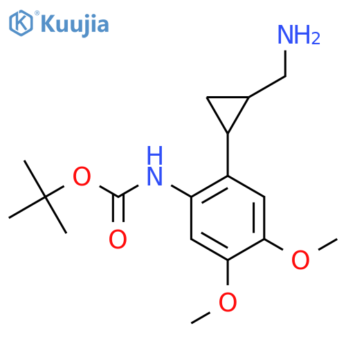 tert-butyl N-{2-2-(aminomethyl)cyclopropyl-4,5-dimethoxyphenyl}carbamate structure