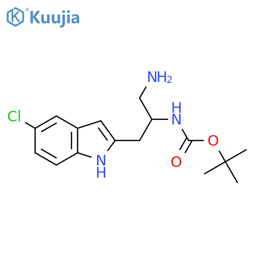 tert-butyl N-1-amino-3-(5-chloro-1H-indol-2-yl)propan-2-ylcarbamate structure