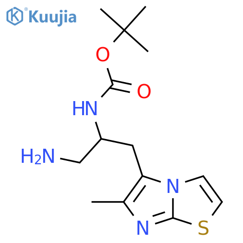 tert-butyl N-(1-amino-3-{6-methylimidazo2,1-b1,3thiazol-5-yl}propan-2-yl)carbamate structure