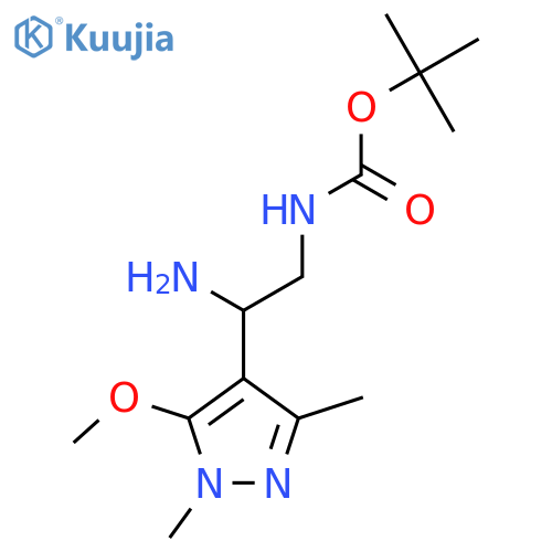 tert-butyl N-2-amino-2-(5-methoxy-1,3-dimethyl-1H-pyrazol-4-yl)ethylcarbamate structure
