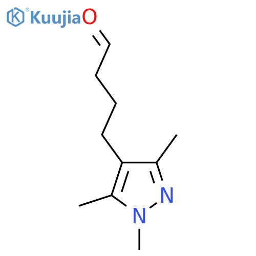 4-(trimethyl-1H-pyrazol-4-yl)butanal structure