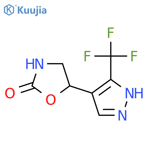 5-3-(trifluoromethyl)-1H-pyrazol-4-yl-1,3-oxazolidin-2-one structure