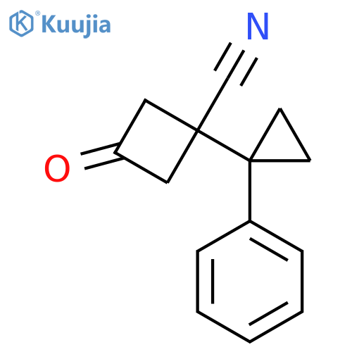 3-oxo-1-(1-phenylcyclopropyl)cyclobutane-1-carbonitrile structure