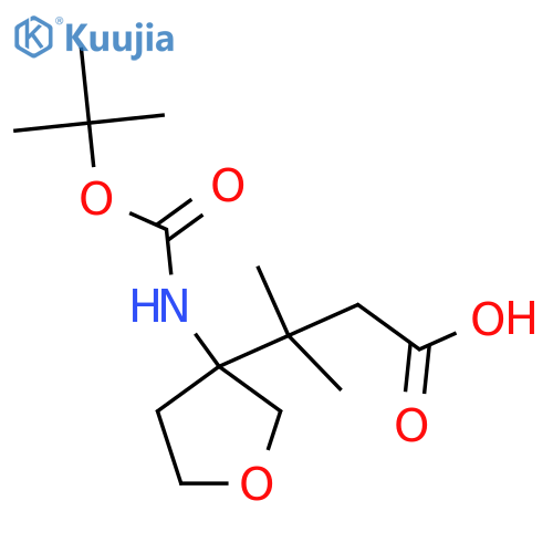 3-(3-{(tert-butoxy)carbonylamino}oxolan-3-yl)-3-methylbutanoic acid structure