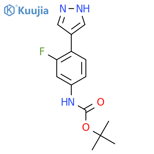 tert-butyl N-3-fluoro-4-(1H-pyrazol-4-yl)phenylcarbamate structure