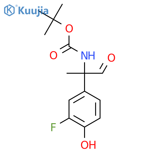 tert-butyl N-2-(3-fluoro-4-hydroxyphenyl)-1-oxopropan-2-ylcarbamate structure
