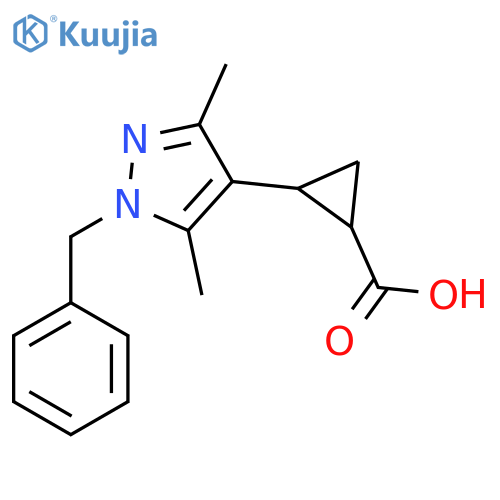 2-(1-benzyl-3,5-dimethyl-1H-pyrazol-4-yl)cyclopropane-1-carboxylic acid structure