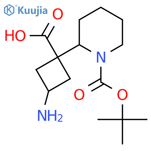 3-amino-1-{1-(tert-butoxy)carbonylpiperidin-2-yl}cyclobutane-1-carboxylic acid structure