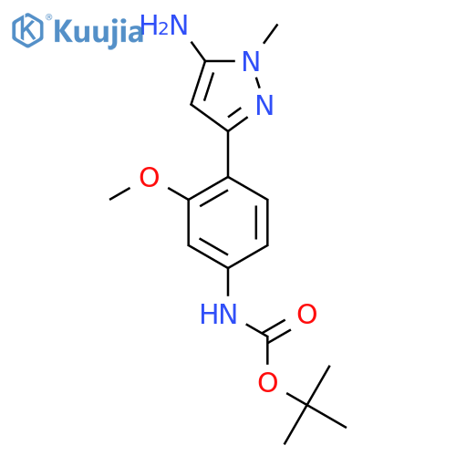 tert-butyl N-4-(5-amino-1-methyl-1H-pyrazol-3-yl)-3-methoxyphenylcarbamate structure