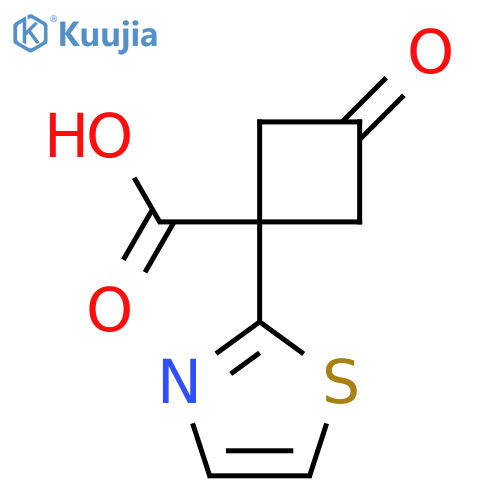 3-oxo-1-(1,3-thiazol-2-yl)cyclobutane-1-carboxylic acid structure