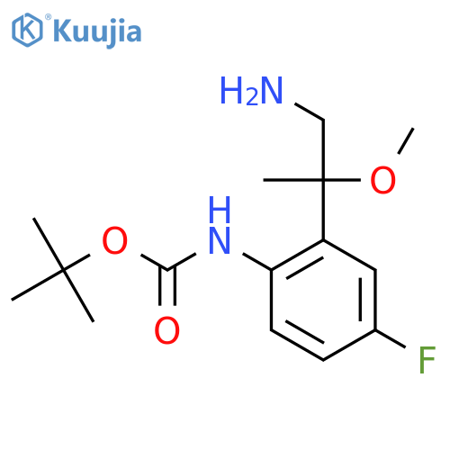tert-butyl N-2-(1-amino-2-methoxypropan-2-yl)-4-fluorophenylcarbamate structure