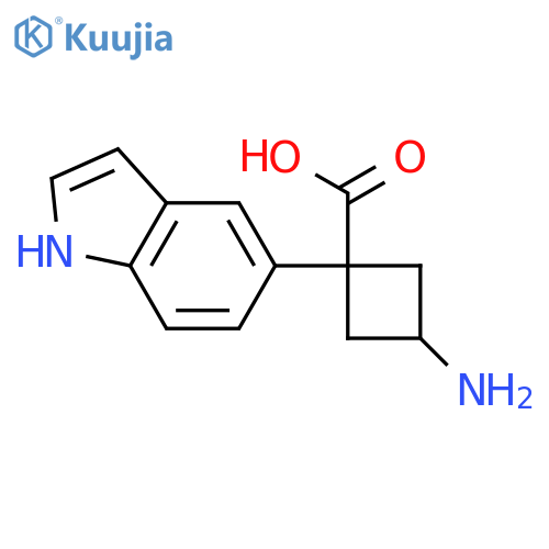 3-amino-1-(1H-indol-5-yl)cyclobutane-1-carboxylic acid structure