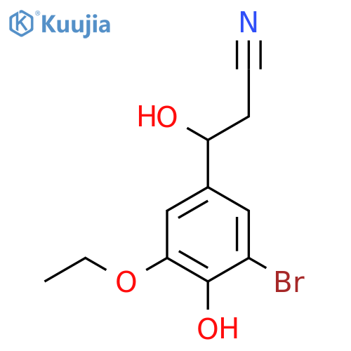 3-(3-bromo-5-ethoxy-4-hydroxyphenyl)-3-hydroxypropanenitrile structure