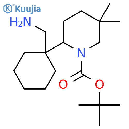 tert-butyl 2-1-(aminomethyl)cyclohexyl-5,5-dimethylpiperidine-1-carboxylate structure