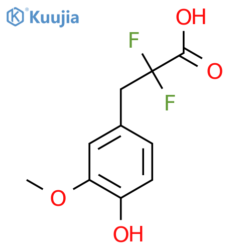 2,2-difluoro-3-(4-hydroxy-3-methoxyphenyl)propanoic acid structure