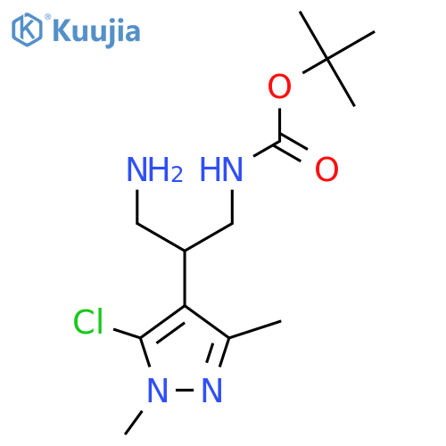 tert-butyl N-3-amino-2-(5-chloro-1,3-dimethyl-1H-pyrazol-4-yl)propylcarbamate structure