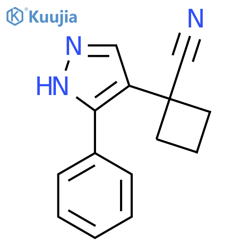 1-(3-phenyl-1H-pyrazol-4-yl)cyclobutane-1-carbonitrile structure