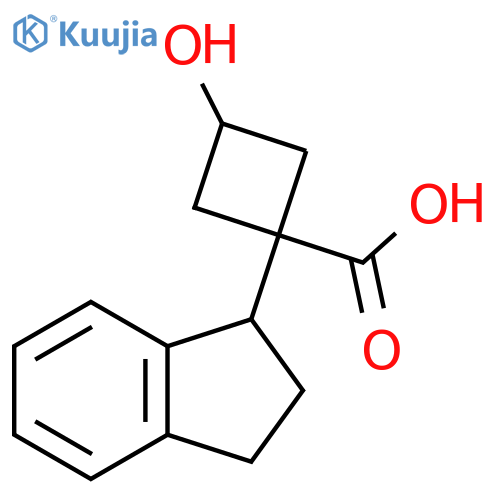 1-(2,3-dihydro-1H-inden-1-yl)-3-hydroxycyclobutane-1-carboxylic acid structure