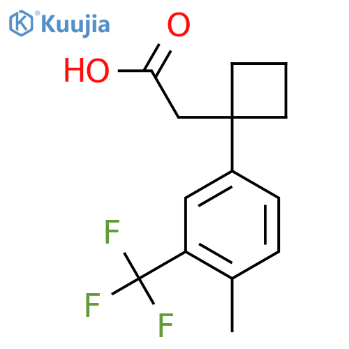 2-{1-4-methyl-3-(trifluoromethyl)phenylcyclobutyl}acetic acid structure