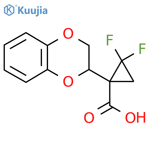 1-(2,3-dihydro-1,4-benzodioxin-2-yl)-2,2-difluorocyclopropane-1-carboxylic acid structure