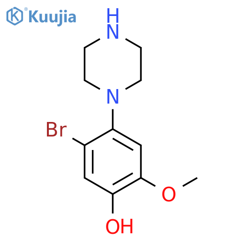 5-bromo-2-methoxy-4-(piperazin-1-yl)phenol structure