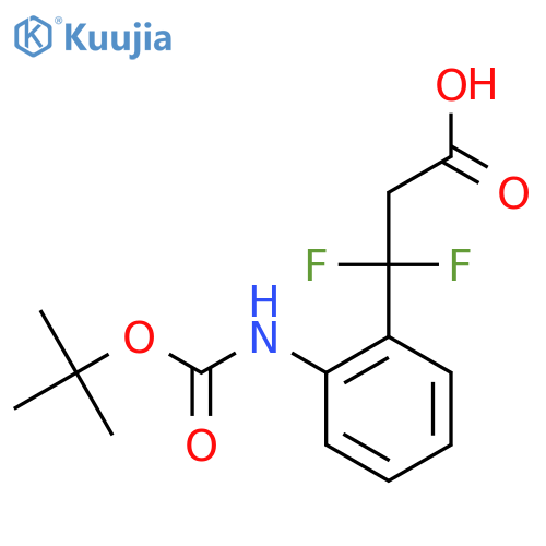 3-(2-{(tert-butoxy)carbonylamino}phenyl)-3,3-difluoropropanoic acid structure