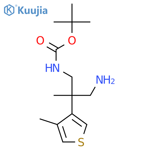 tert-butyl N-3-amino-2-methyl-2-(4-methylthiophen-3-yl)propylcarbamate structure