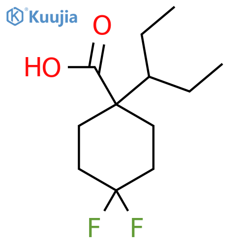 4,4-difluoro-1-(pentan-3-yl)cyclohexane-1-carboxylic acid structure
