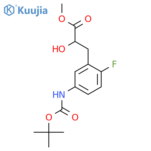 methyl 3-(5-{(tert-butoxy)carbonylamino}-2-fluorophenyl)-2-hydroxypropanoate structure