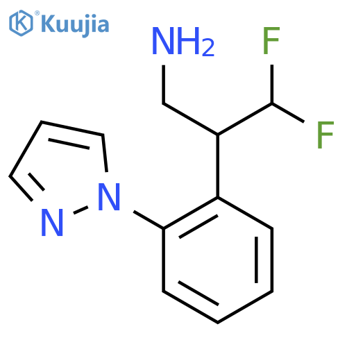 3,3-difluoro-2-2-(1H-pyrazol-1-yl)phenylpropan-1-amine structure