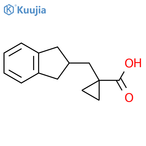 1-(2,3-dihydro-1H-inden-2-yl)methylcyclopropane-1-carboxylic acid structure