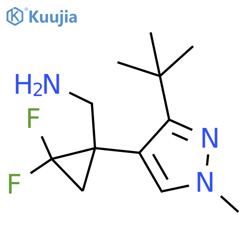 1-(3-tert-butyl-1-methyl-1H-pyrazol-4-yl)-2,2-difluorocyclopropylmethanamine structure