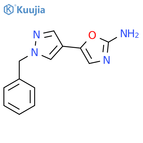 5-(1-benzyl-1H-pyrazol-4-yl)-1,3-oxazol-2-amine structure