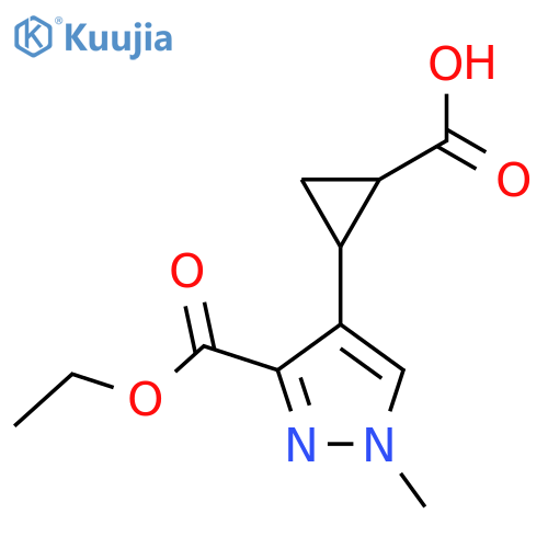 2-3-(ethoxycarbonyl)-1-methyl-1H-pyrazol-4-ylcyclopropane-1-carboxylic acid structure