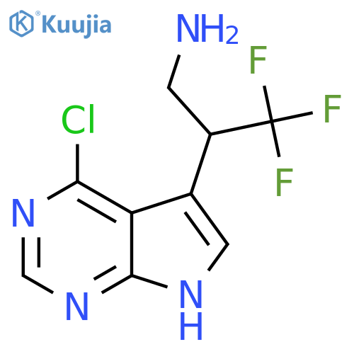 2-{4-chloro-7H-pyrrolo2,3-dpyrimidin-5-yl}-3,3,3-trifluoropropan-1-amine structure
