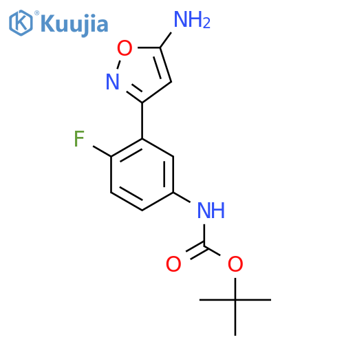 tert-butyl N-3-(5-amino-1,2-oxazol-3-yl)-4-fluorophenylcarbamate structure