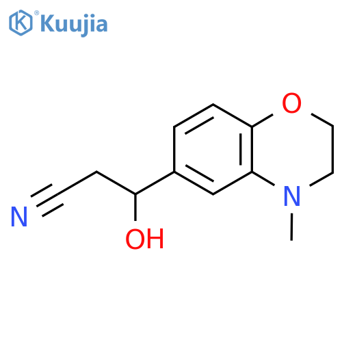 3-hydroxy-3-(4-methyl-3,4-dihydro-2H-1,4-benzoxazin-6-yl)propanenitrile structure