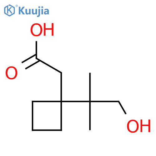 2-1-(1-hydroxy-2-methylpropan-2-yl)cyclobutylacetic acid structure