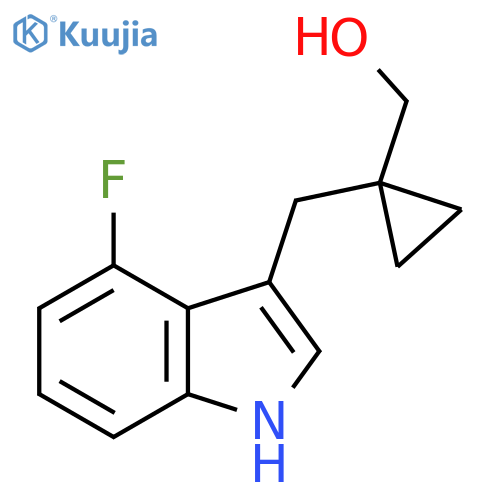 {1-(4-fluoro-1H-indol-3-yl)methylcyclopropyl}methanol structure