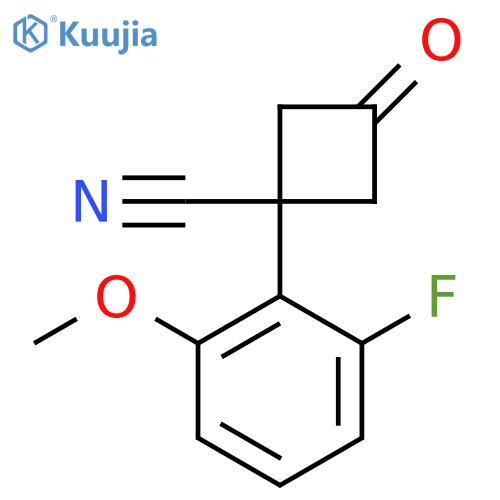 1-(2-fluoro-6-methoxyphenyl)-3-oxocyclobutane-1-carbonitrile structure