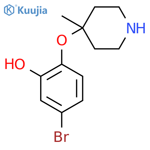 5-bromo-2-(4-methylpiperidin-4-yl)oxyphenol structure