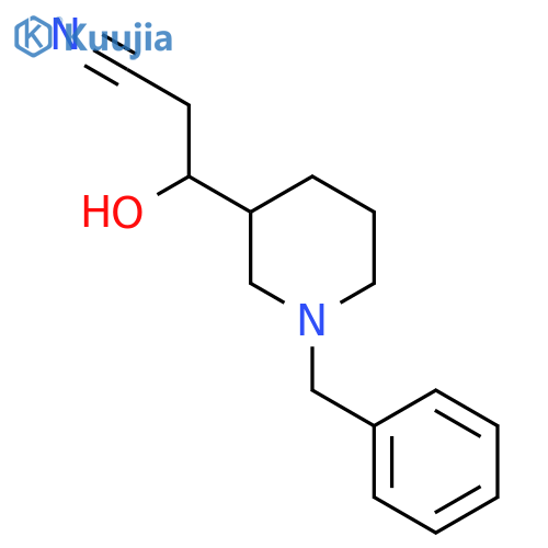 3-(1-benzylpiperidin-3-yl)-3-hydroxypropanenitrile structure