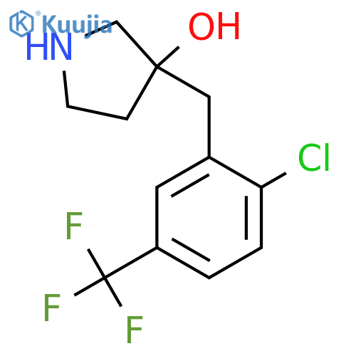 3-{2-chloro-5-(trifluoromethyl)phenylmethyl}pyrrolidin-3-ol structure