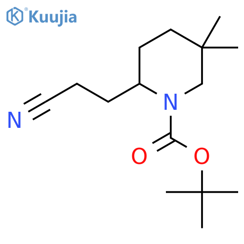 tert-butyl 2-(2-cyanoethyl)-5,5-dimethylpiperidine-1-carboxylate structure