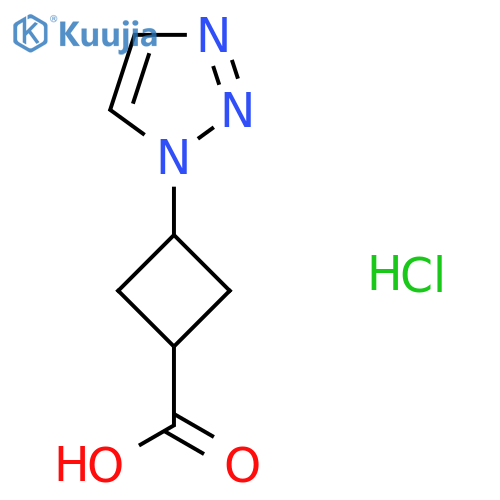 (1R,3r)-3-(1H-1,2,3-triazol-1-yl)cyclobutane-1-carboxylic acid hydrochloride structure