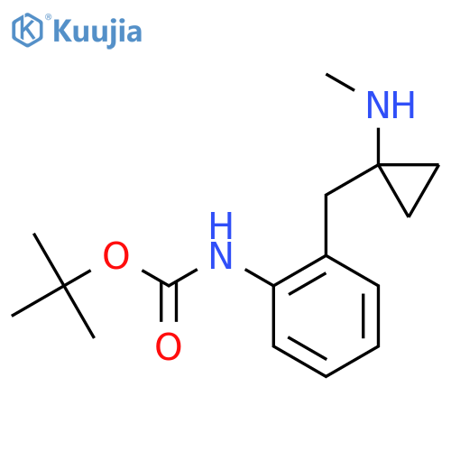 tert-butyl N-(2-{1-(methylamino)cyclopropylmethyl}phenyl)carbamate structure